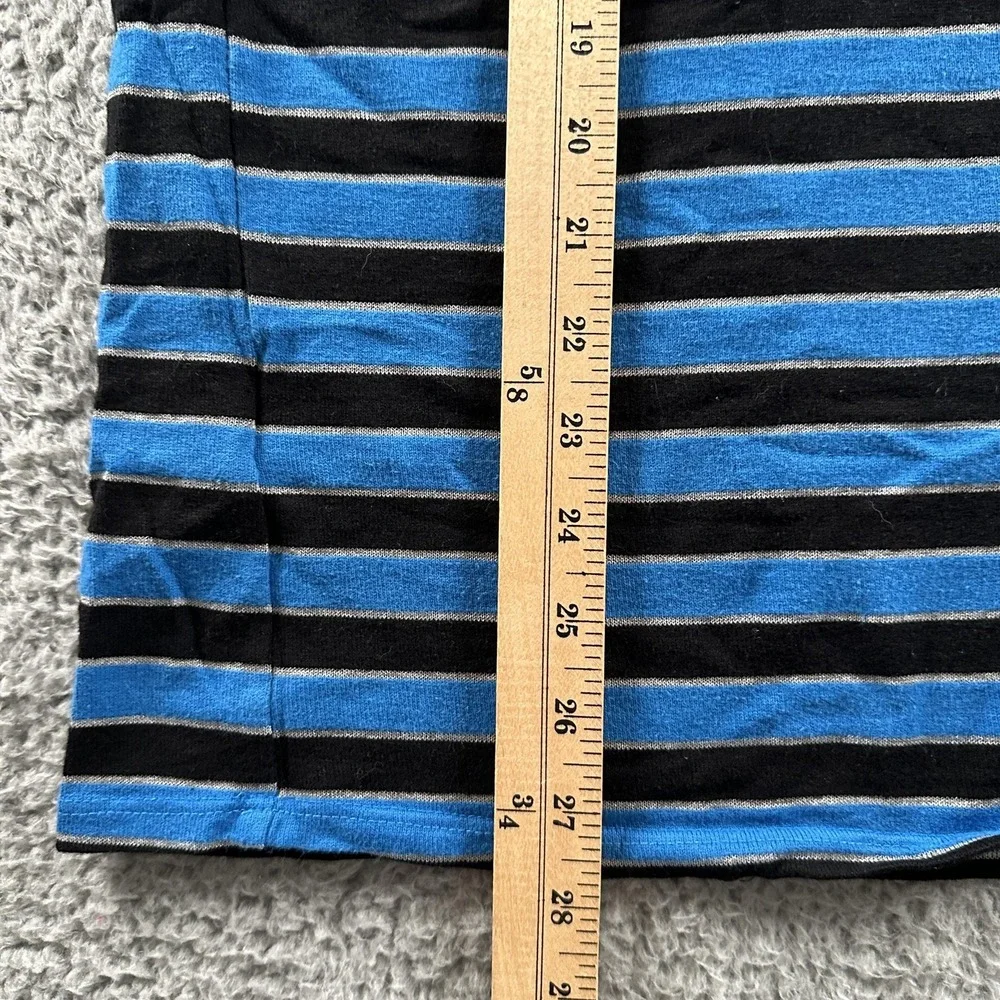 Vintage Guess Jeans Shirt Mens M Blue Black Striped Places+Faces Logo USA Tee - Picture 9 of 12